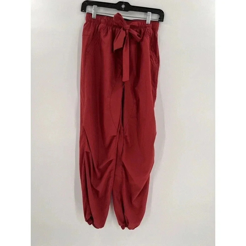 PASKHO Red Serene Joggers Pants Ultra Comfort Sash Tied Size XSMALL EUC